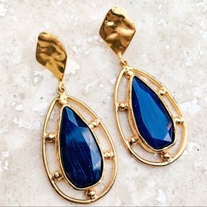 Handmade gemstone gold plated earrings